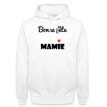 GRANNY. MAMMA. GRANDMOTHER. MOTHER'S DAY. PARTY - Unisex Hoodie - white - Front - AI Model Male 185 dark (185cm) & AI Model Female 172 dark (172cm)