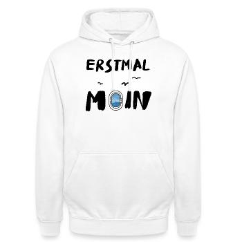 erstmal moin spruch norddeutsch platt - Unisex Hoodie - Weiß - Vorne - AI Model Male 185 dark (185cm) & AI Model Female 172 dark (172cm)