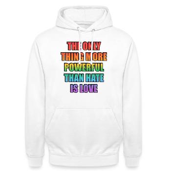 Love Over Hate Rainbow Gradient LGBT Pride - Unisex Hoodie - Weiß - Vorne - AI Model Male 185 dark (185cm) & AI Model Female 172 dark (172cm)