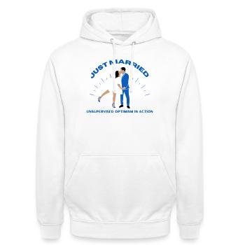 just married | Wedding - Unisex Hoodie - white - Front - AI Model Male 185 dark (185cm) & AI Model Female 172 dark (172cm)