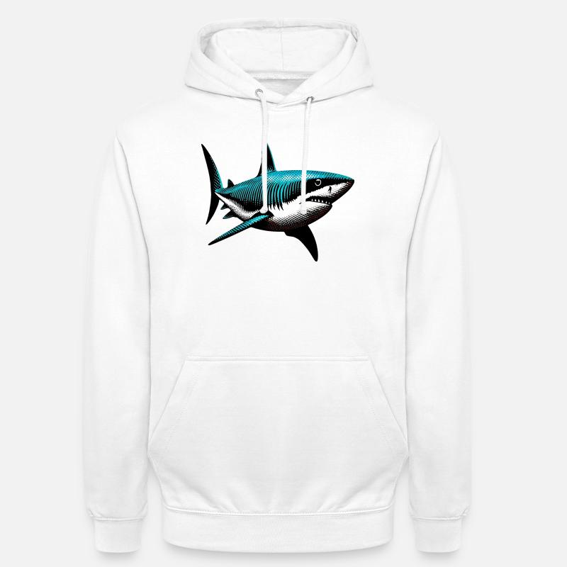 Requin - Sweat-shirt à capuche unisexe - blanc