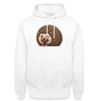 Igel - Unisex Hoodie - Weiß - Vorne - AI Model Male 185 dark (185cm) & AI Model Female 172 dark (172cm)
