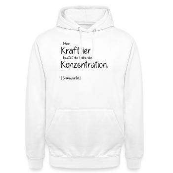 Krafttier - Unisex Hoodie - Weiß - Vorne - AI Model Male 185 dark (185cm) & AI Model Female 172 dark (172cm)