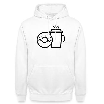 Donut et tasse de café - Sweat-shirt à capuche unisexe - blanc - Devant - AI Model Male 185 dark (185cm) & AI Model Female 172 dark (172cm)