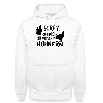 Fans de poulet - Coq - Coq - Poulet fleur - Bio - Sweat-shirt à capuche unisexe - blanc - Devant - AI Model Male 185 dark (185cm) & AI Model Female 172 dark (172cm)