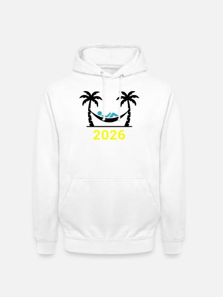 Hammock Palm Trees 2026 - Unisex Hoodie - white