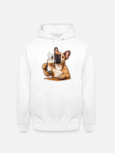 Frenchie mit Latte Macchiato - Unisex Hoodie - Weiß