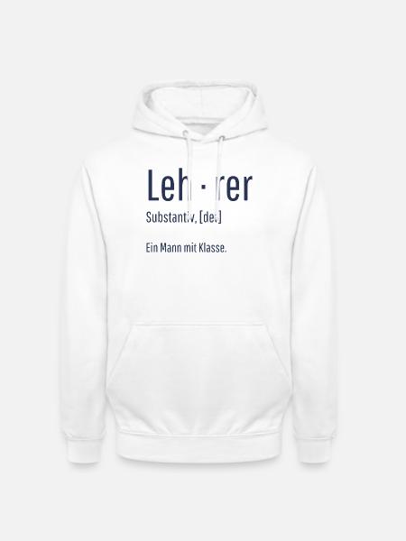 Lehrer Substantiv Definition Schule Geschenk - Unisex Hoodie - Weiß