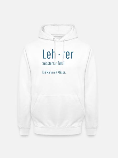 Lehrer Substantiv Definition Schule Geschenk - Unisex Hoodie - Weiß
