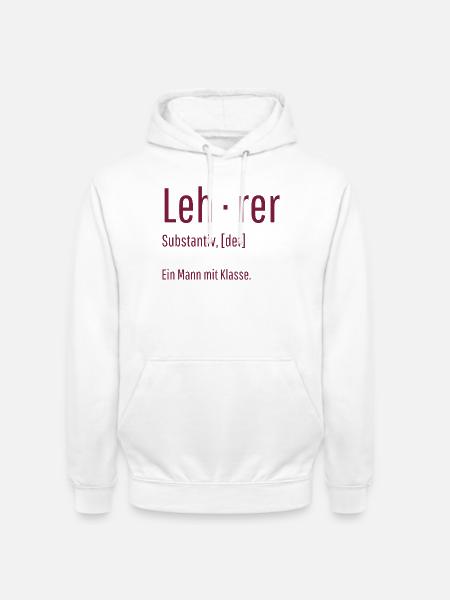 Lehrer Substantiv Definition Schule Geschenk - Unisex Hoodie - Weiß