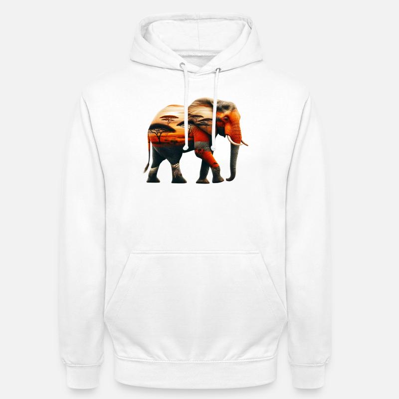 Éléphant - Sweat-shirt à capuche unisexe - blanc