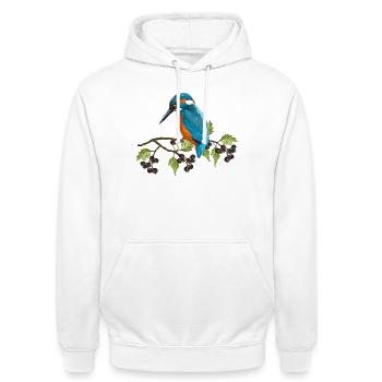 Bunter Vogel - Unisex Hoodie - Weiß - Vorne - AI Model Male 185 dark (185cm) & AI Model Female 172 dark (172cm)