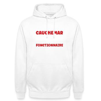 Fonctionnaire - Sweat-shirt à capuche unisexe - blanc - Devant - AI Model Male 185 dark (185cm) & AI Model Female 172 dark (172cm)