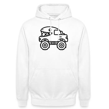 Monstertruck - Unisex Hoodie - Weiß - Vorne - AI Model Male 185 dark (185cm) & AI Model Female 172 dark (172cm)