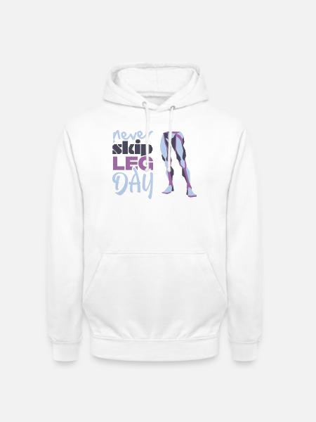 Never Skid Leg Day Graphic - Unisex Hoodie - white