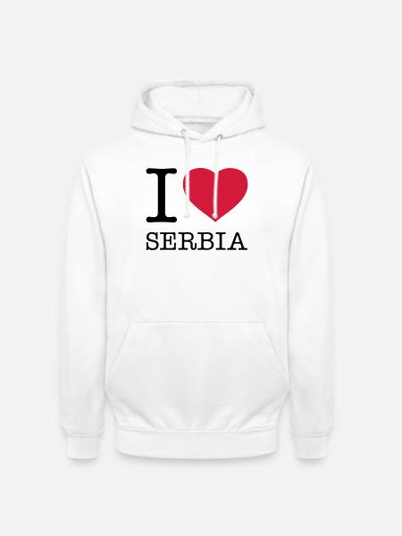 KOCHAM SERBIĘ Serbia - Bluza z kapturem typu unisex - biały