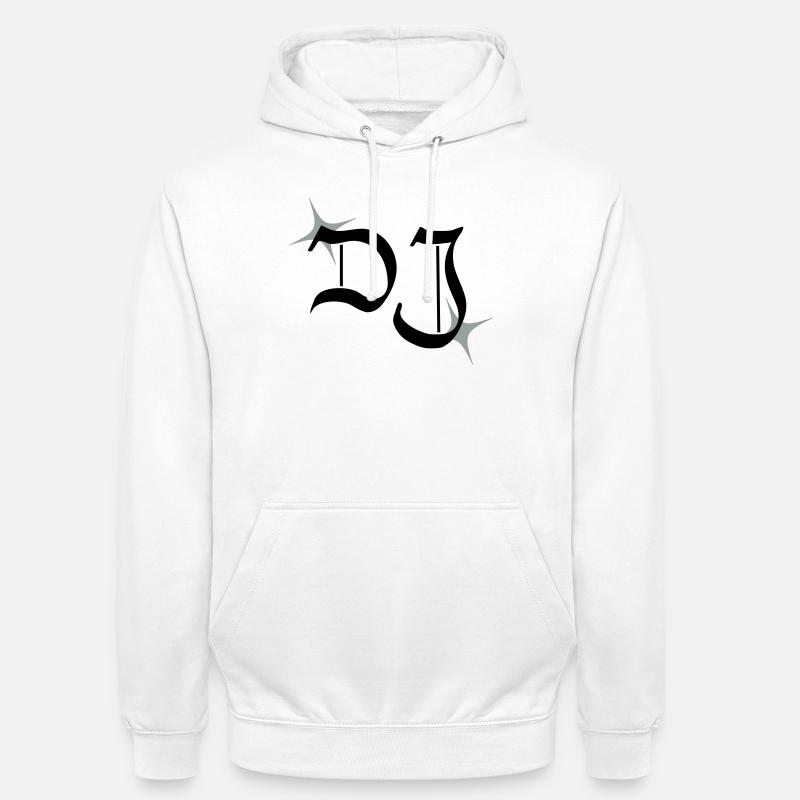 monogramme DJ - Sweat-shirt à capuche unisexe - blanc