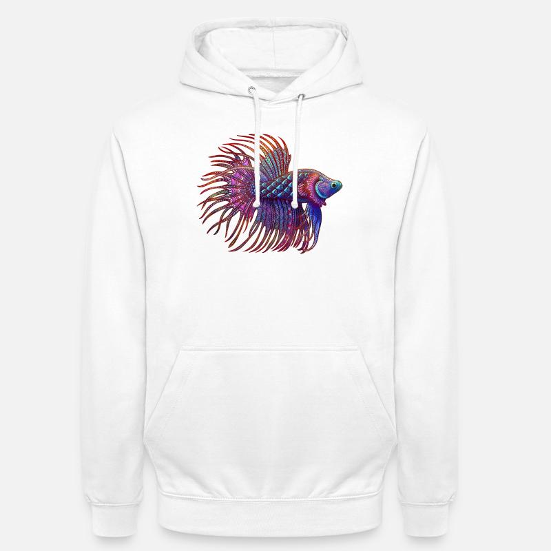 Betta Zentangle Farbe - Unisex Hoodie - Weiß