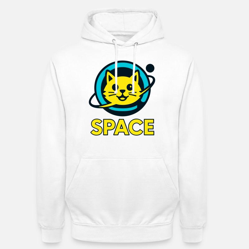 Chat de l’espace - Sweat-shirt à capuche unisexe - blanc
