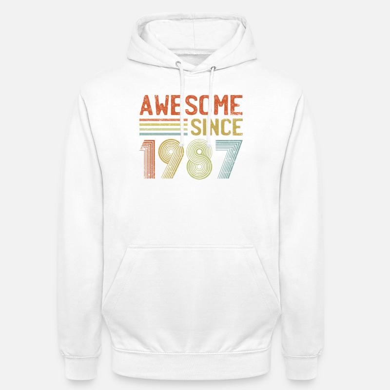 Rétro 1987 célébration Design - Sweat-shirt à capuche unisexe - blanc