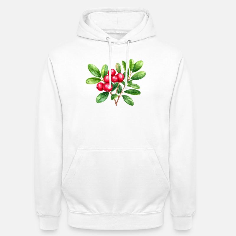 Preiselbeere – botanisches Aquarell - Unisex Hoodie - Weiß