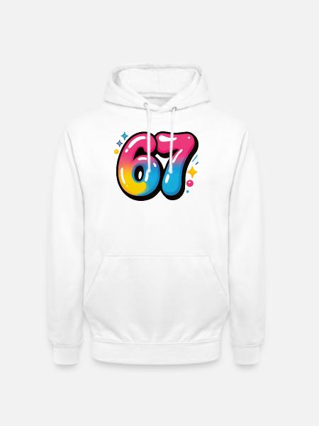 67 bunt sechs sieben bunte Luftballons - Unisex Hoodie - Weiß