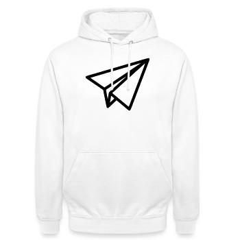 Papierflieger Flugzeug - Unisex Hoodie - Weiß - Vorne - AI Model Male 185 dark (185cm) & AI Model Female 172 dark (172cm)