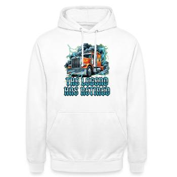 Chauffeur de semi-remorque Trucker Reitred - Sweat-shirt à capuche unisexe - blanc - Devant - AI Model Male 185 dark (185cm) & AI Model Female 172 dark (172cm)