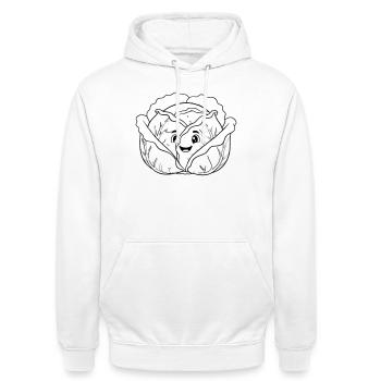Kohlkopf Gemüse Kawaii Outline - Unisex Hoodie - Weiß - Vorne - AI Model Male 185 dark (185cm) & AI Model Female 172 dark (172cm)
