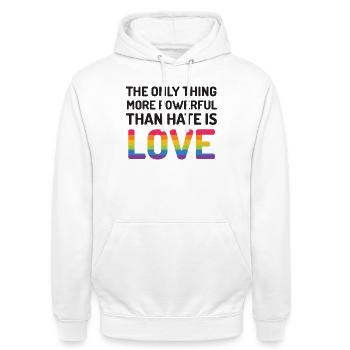 Mois de la fierté LGBTQ - La seule chose plus puissante - Sweat-shirt à capuche unisexe - blanc - Devant - AI Model Male 185 dark (185cm) & AI Model Female 172 dark (172cm)