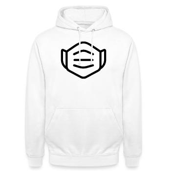 Maske - Unisex Hoodie - Weiß - Vorne - AI Model Male 185 dark (185cm) & AI Model Female 172 dark (172cm)