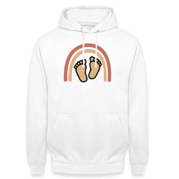 Baby Füße Regenbogen Boho - Unisex Hoodie - Weiß - Vorne - AI Model Male 185 dark (185cm) & AI Model Female 172 dark (172cm)