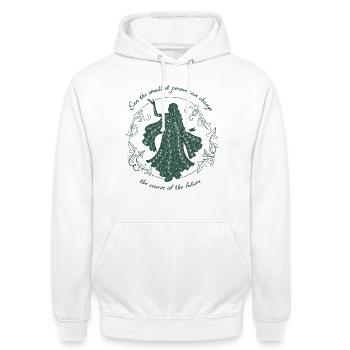 Der Herr Der Ringe Galadriel Mit Spruch  - Unisex Hoodie - Weiß - Vorne - AI Model Male 185 dark (185cm) & AI Model Female 172 dark (172cm)