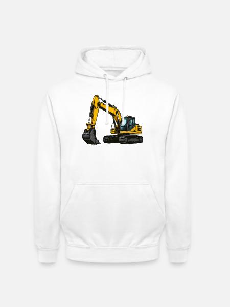 Gelber Bagger im Einsatz - Unisex Hoodie - Weiß