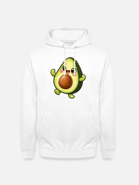 Avocado Kawaii Style – Süßes Fruchtmotiv - Unisex Hoodie - Weiß
