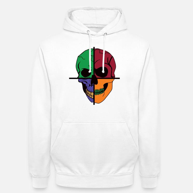 Vier geteilter Skelettschädel - Unisex Hoodie - Weiß