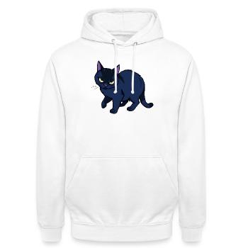 Grimmige schwarze Katze - Unisex Hoodie - Weiß - Vorne - AI Model Male 185 dark (185cm) & AI Model Female 172 dark (172cm)