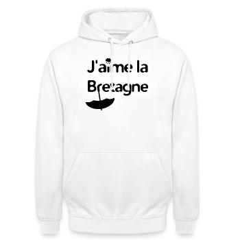 J'aime la Bretagne ! (version noire) - Sweat-shirt à capuche unisexe - blanc - Devant - AI Model Male 185 dark (185cm) & AI Model Female 172 dark (172cm)