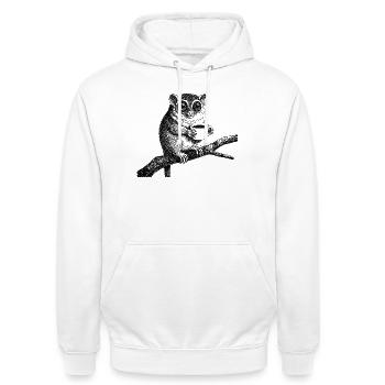 Kaffee Tarsier - Unisex Hoodie - Weiß - Vorne - AI Model Male 185 dark (185cm) & AI Model Female 172 dark (172cm)