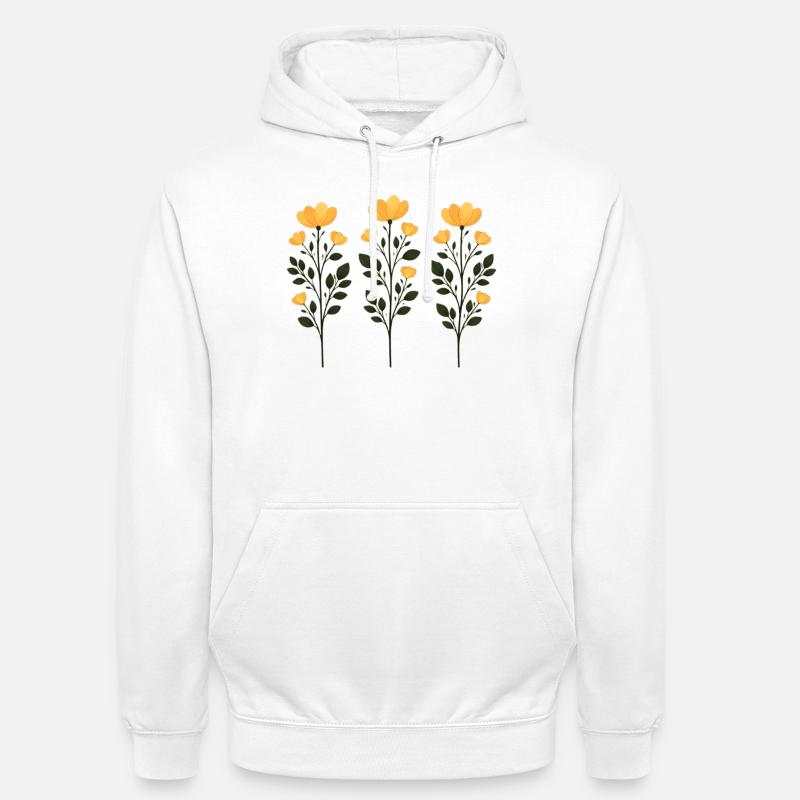 Trois Branches de Fleurs Dorées - Sweat-shirt à capuche unisexe - blanc