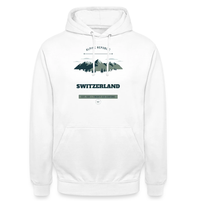 Switzerland-mærke på en unisex hoodie
