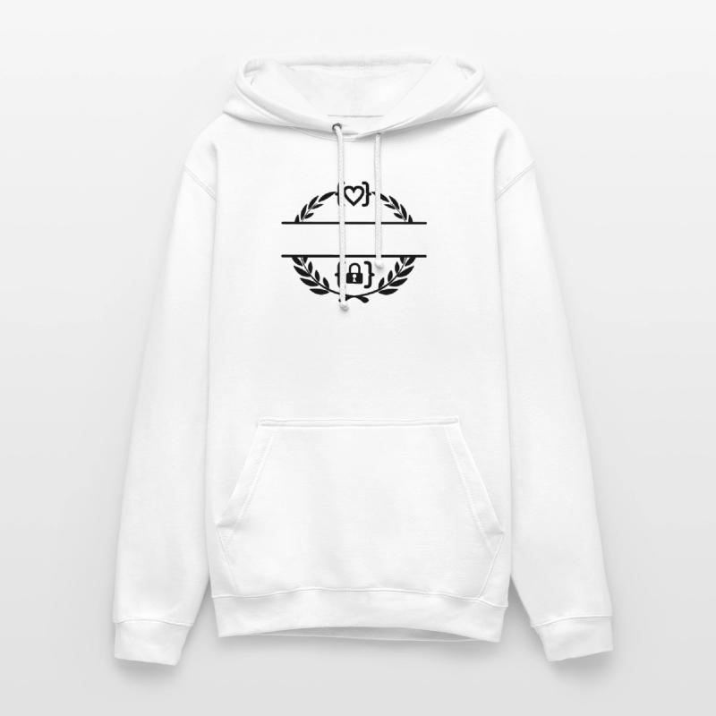 Code mit Herz und Code mit Schloss in Lorbeerkranz m Unisex Hoodie