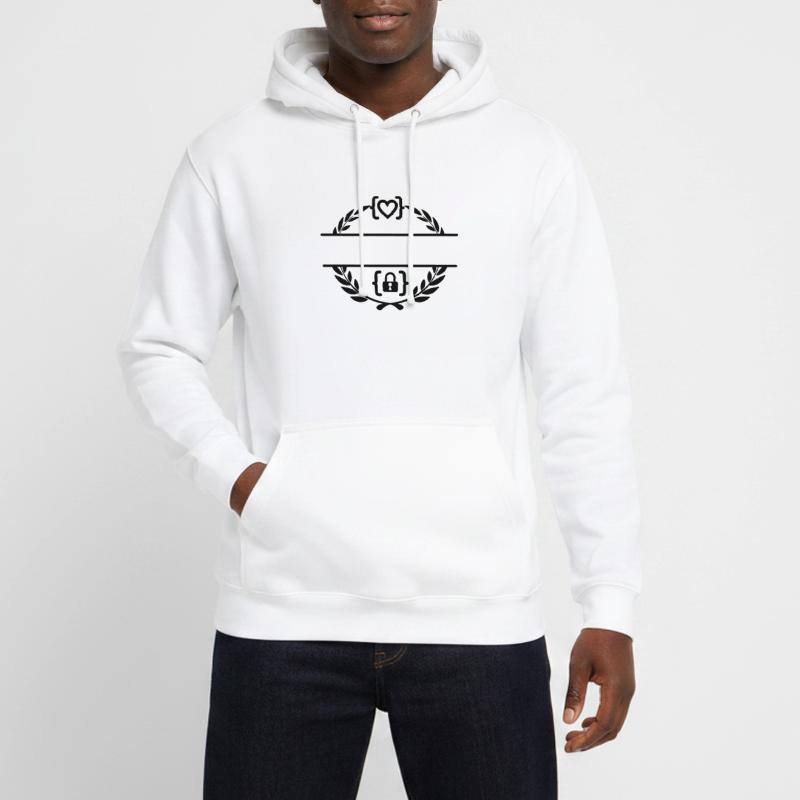 Code mit Herz und Code mit Schloss in Lorbeerkranz m Unisex Hoodie