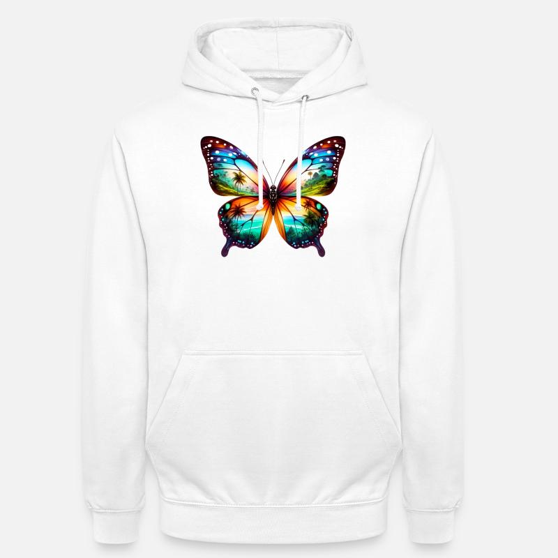 Papillon - Sweat-shirt à capuche unisexe - blanc