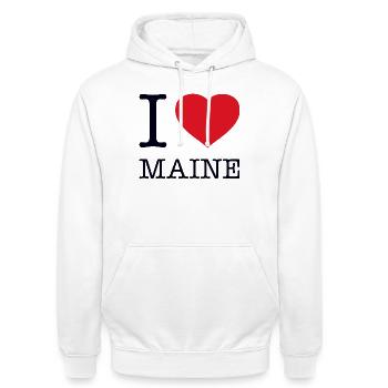 I LOVE MAINE - Unisex Hoodie - Weiß - Vorne - AI Model Male 185 dark (185cm) & AI Model Female 172 dark (172cm)