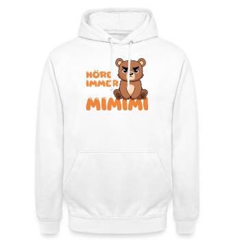 Ich Höre Immer Nur Mimimi Bär - Unisex Hoodie - Weiß - Vorne - AI Model Male 185 dark (185cm) & AI Model Female 172 dark (172cm)
