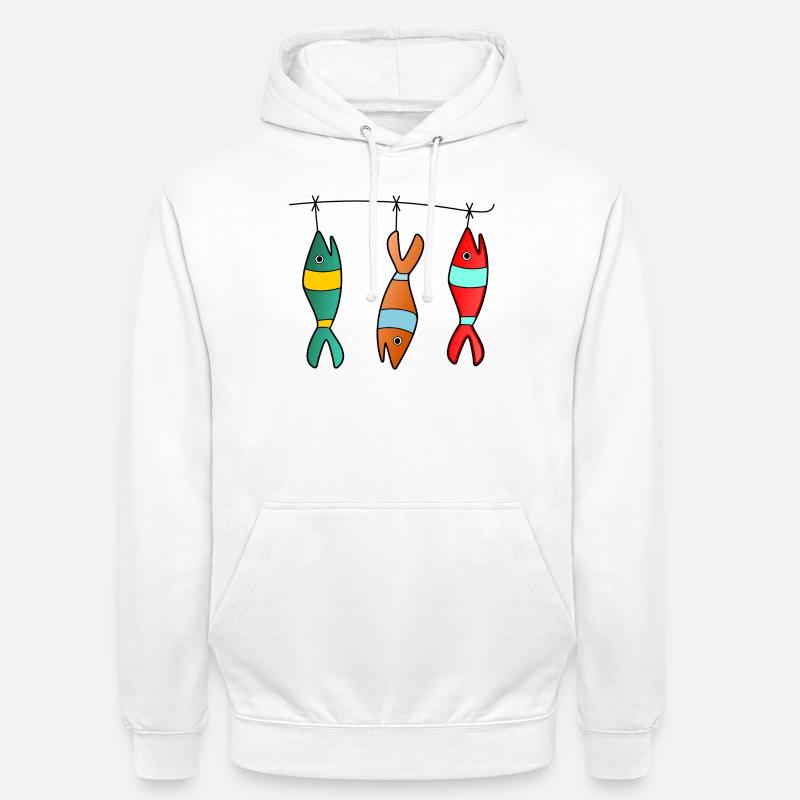 SARDINE. POISSON. POISSON D'AVRIL. MER. OCÉAN. - Sweat-shirt à capuche unisexe - blanc