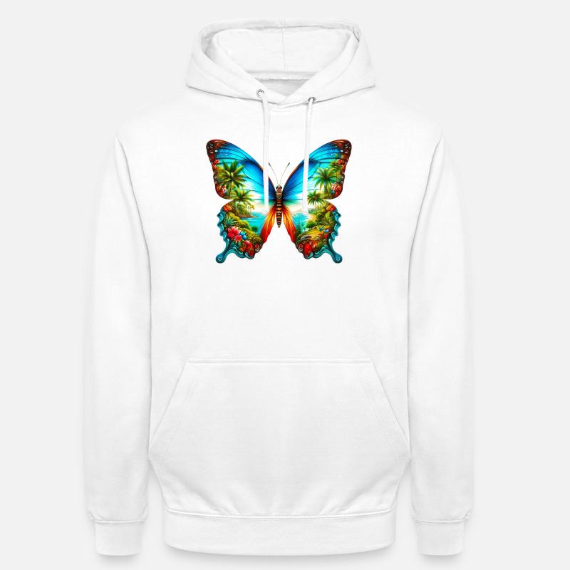Papillon - Sweat-shirt à capuche unisexe - blanc