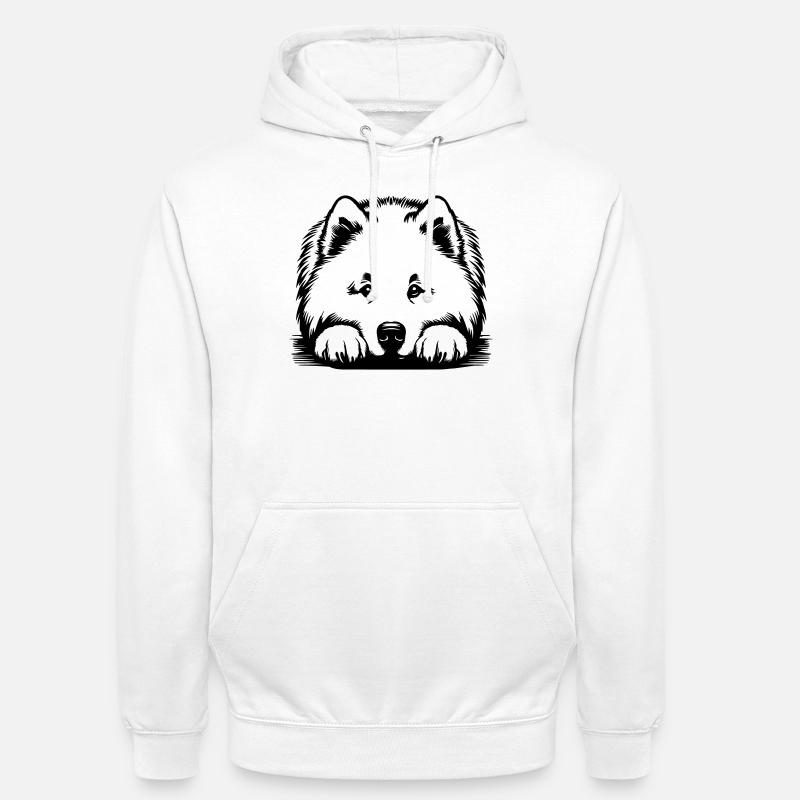 Samojede Kopf mit Pfoten - Unisex Hoodie - Weiß