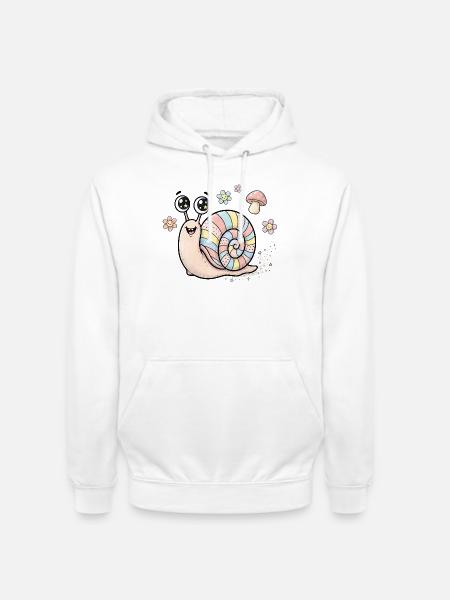Bunte Regenbogen Schnecke für Kinder - Unisex Hoodie - Weiß